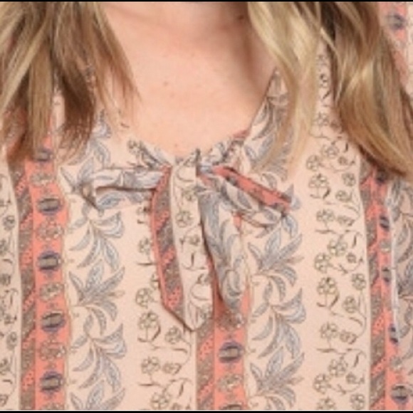 Peach Boho Ruffle Sleeve Top - Picture 3 of 4